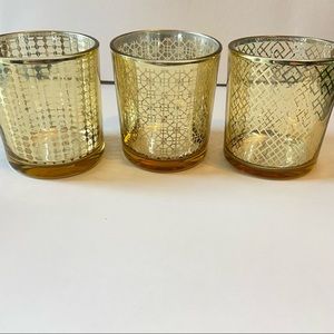 Glass Votive/Tea Light Holders-Gold